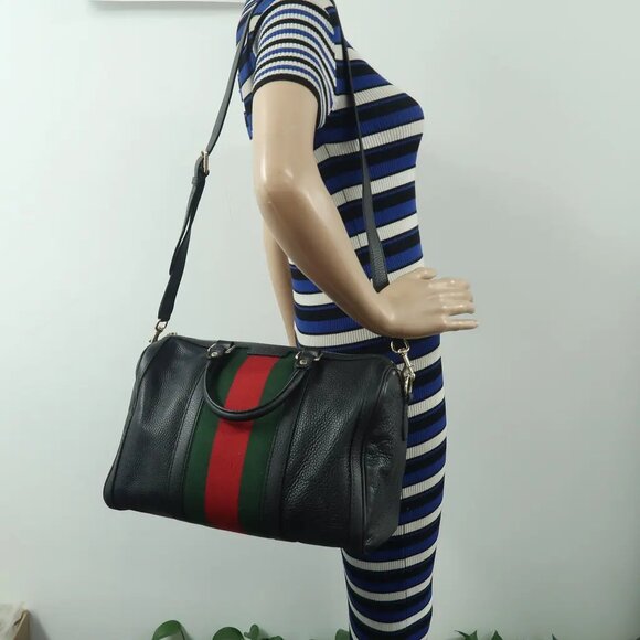 GUCCI Boston Black Leather Satchel 714-033125 - Picture 12 of 12